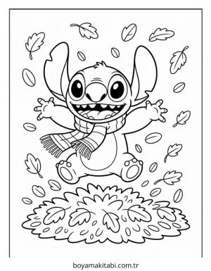 Sonbahar boyama sayfası – çizgi film temalı, basit çizim