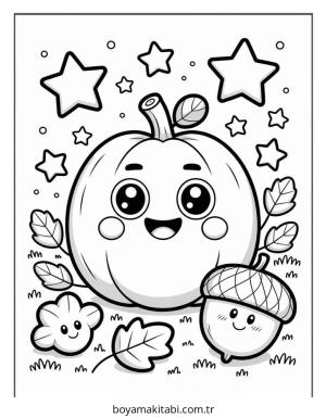 Sonbahar boyama sayfası – eğlenceli etkinlik, el becerilerini geliştirir