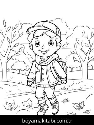 Sonbahar boyama sayfası – çocuklar için, çizgi film temalı
