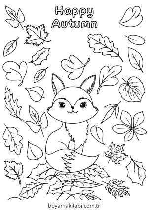 Sonbahar boyama sayfası – basit çizim, kolay boyama