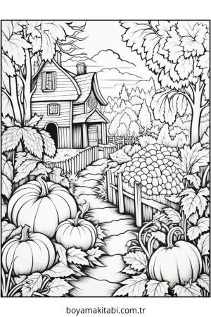 Sonbahar boyama sayfası – çocuk aktivitesi, PDF indir