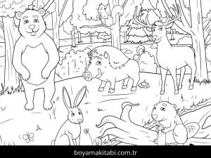 Sonbahar boyama sayfası – sevimli karakter, sanatsal çalışma