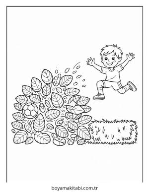 Sonbahar boyama sayfası – sevimli karakter, sanatsal çalışma