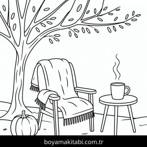 Sonbahar boyama sayfası – evde etkinlik, ücretsiz yazdır