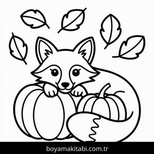 Sonbahar boyama sayfası – PDF indir, sevimli karakter