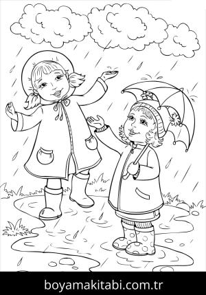 Sonbahar boyama sayfası – basit çizim, kolay boyama