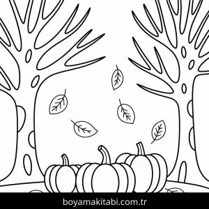 Sonbahar boyama sayfası – keyifli zaman, renkli çizimler