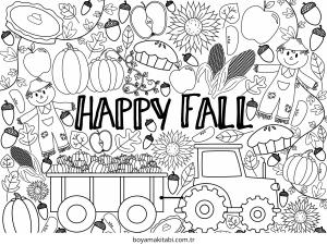 Sonbahar boyama sayfası – basit çizim, kolay boyama