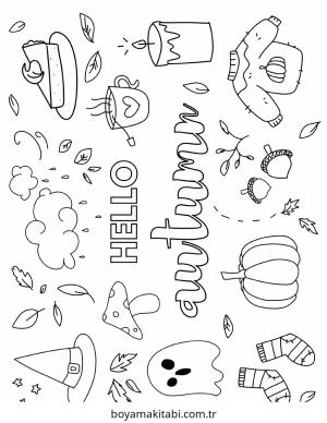 Sonbahar boyama sayfası – evde etkinlik, ücretsiz yazdır