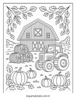 Sonbahar boyama sayfası – çocuk aktivitesi, PDF indir