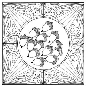 Sonbahar boyama sayfası,  coloring page, Sonbaharda, ormanda bir dağ meşe palamudu bulabilirsiniz., 