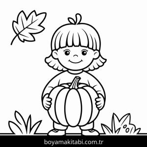 Sonbahar boyama sayfası – PDF indir, sevimli karakter