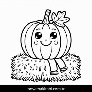 Sonbahar boyama sayfası – sevimli karakter, sanatsal çalışma