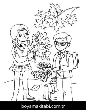 Sonbahar boyama sayfası – el becerilerini geliştirir, boyama çalışması