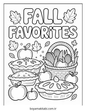 Sonbahar boyama sayfası – keyifli zaman, renkli çizimler