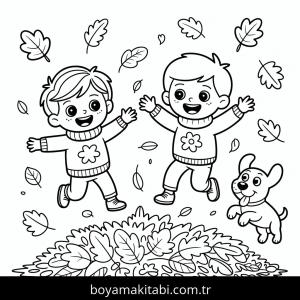 Sonbahar boyama sayfası – boyama çalışması, yaratıcılığı geliştirir