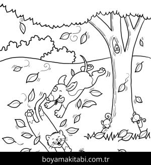 Sonbahar boyama sayfası – kolay boyama, eğitici aktivite