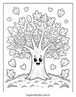 Sonbahar boyama sayfası – sevimli karakter, sanatsal çalışma