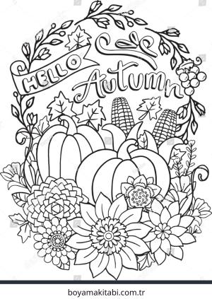 Sonbahar boyama sayfası – evde etkinlik, ücretsiz yazdır