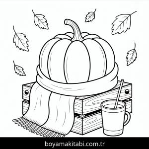 Sonbahar boyama sayfası – keyifli zaman, renkli çizimler