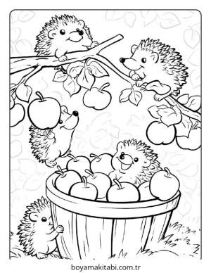 Sonbahar boyama sayfası – çocuk aktivitesi, PDF indir