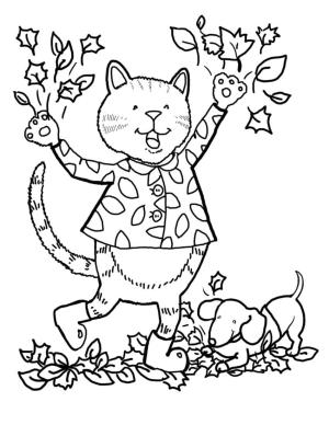 Sonbahar boyama sayfası,  coloring page, Ücretsiz Sonbahar Anahat, 