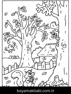 Sonbahar boyama sayfası – boyama çalışması, yaratıcılığı geliştirir