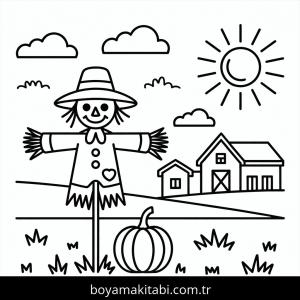 Sonbahar boyama sayfası – basit çizim, kolay boyama