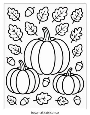 Sonbahar boyama sayfası – çocuk aktivitesi, PDF indir