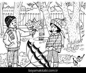 Sonbahar boyama sayfası – kolay boyama, eğitici aktivite