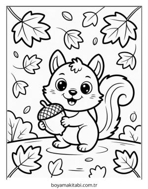 Sonbahar boyama sayfası – basit çizim, kolay boyama