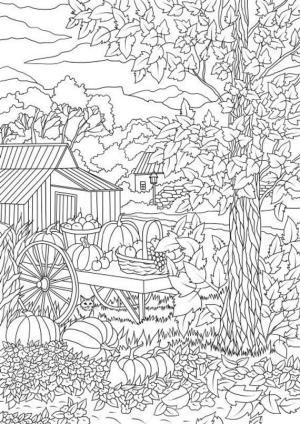 Sonbahar boyama sayfası,  coloring page, Herkes düşen sonbahar yapraklarını izlemek için zaman ayırmalı, 