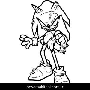 Sonic Exe boyama sayfası – PDF indir, sevimli karakter