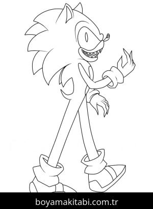 Sonic Exe boyama sayfası – çizgi film temalı, basit çizim