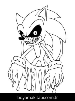 Sonic Exe boyama sayfası – eğitici aktivite, yaratıcılık