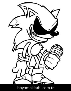 Sonic Exe boyama sayfası – çizgi film temalı, basit çizim