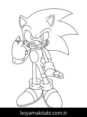 Sonic Exe boyama sayfası – el becerilerini geliştirir, boyama çalışması
