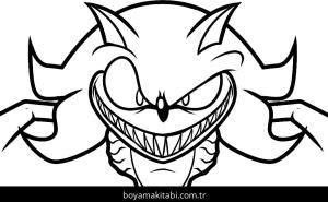 Sonic Exe boyama sayfası – kolay boyama, eğitici aktivite