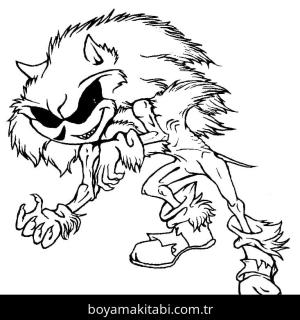 Sonic Exe boyama sayfası – kolay boyama, eğitici aktivite