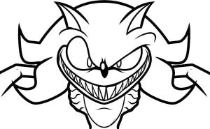 Sonic Exe boyama sayfası,  coloring page, Ürpertici Sonic Exe, 