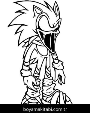 Sonic Exe boyama sayfası – sevimli karakter, sanatsal çalışma