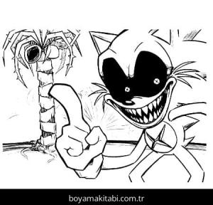 Sonic Exe boyama sayfası – okul öncesi, evde etkinlik