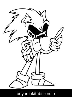 Sonic Exe boyama sayfası – çocuk aktivitesi, PDF indir