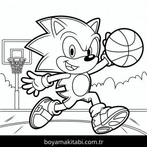 Sonic boyama sayfası – çizgi film temalı, basit çizim