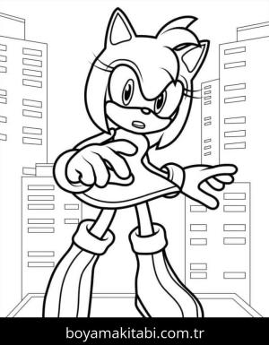 Sonic boyama sayfası – çizgi film temalı, basit çizim
