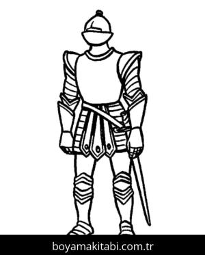 Şövalye boyama sayfası – sevimli karakter, sanatsal çalışma