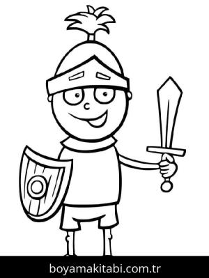 Şövalye boyama sayfası – sanatsal çalışma, çocuklar için