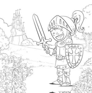 Şövalye boyama sayfası,  coloring page, Komik şövalye, 