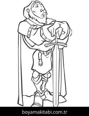 Şövalye boyama sayfası – el becerilerini geliştirir, boyama çalışması