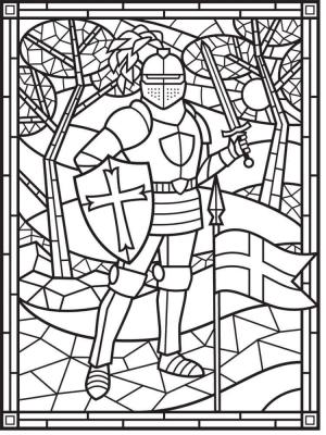 Şövalye boyama sayfası,  coloring page, Şövalye Vitray, 